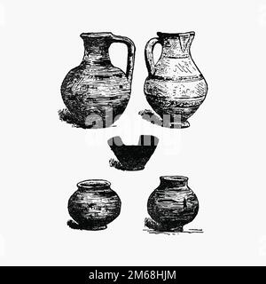 Antique potteries from Angouleme, History, Institutions And Monuments. L.P (1885). Original from the British Library. Digitally enhanced by rawpixel. Stock Vector