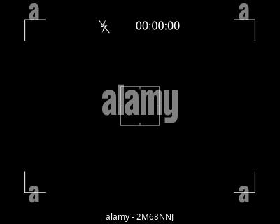 Vector black background with camera recording screen. Viewfinder vector template frame for camera. Stock Vector