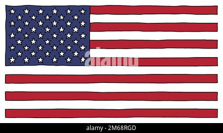 hand drawn flag of the united states illustration Stock Photo - Alamy