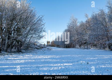 Beechwood park in the december snow. Stow on the wold, Cotswolds, Gloucestershire, England Stock Photo