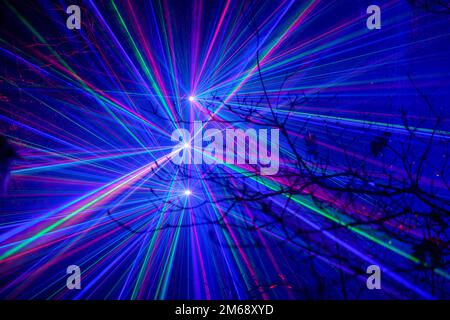 Christmas at Dunham Massey.  One of the UKs premiere light show events in Altrincham, Cheshire in the North West of England.  Family fun Stock Photo