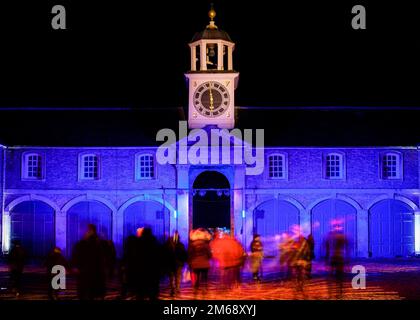 Christmas at Dunham Massey.  One of the UKs premiere light show events in Altrincham, Cheshire in the North West of England.  Family fun Stock Photo