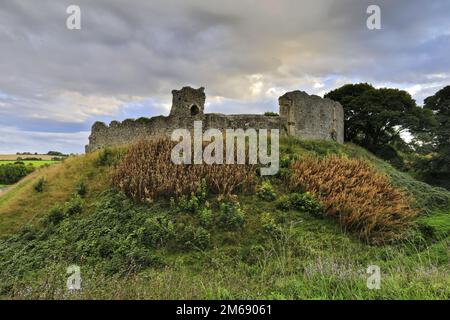 View of the ruins of Castle Acre Castle, Castle Acre village, North Norfolk, England, UK Stock Photo