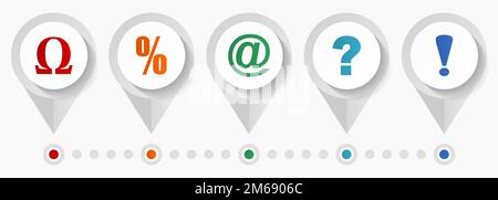 Symbols vector icons, flat design web pointers collection, business concept infographic template Stock Vector