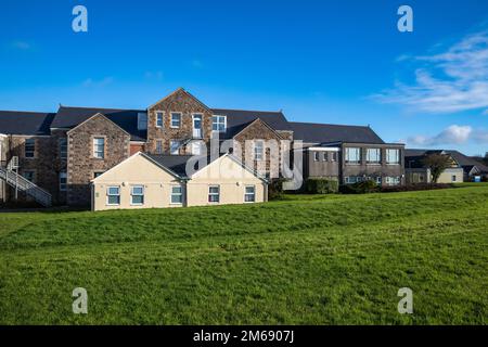 Blue sky over Camborne Redruth Community Hospital in Cornwall Stock