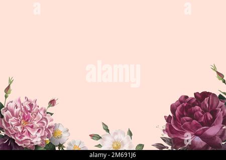 Beautiful hand drawn rose themed border vector Stock Vector