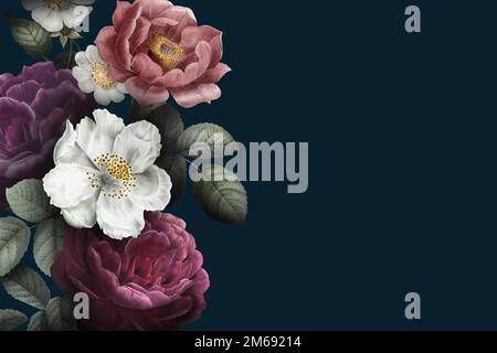 Beautiful hand drawn rose themed border vector Stock Vector