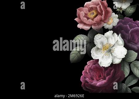 Beautiful hand drawn rose themed border vector Stock Vector