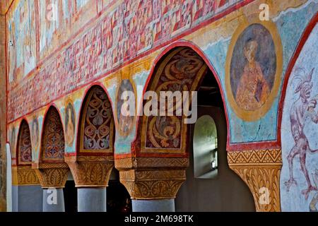 Wall paintings in the basilica St. George Stock Photo