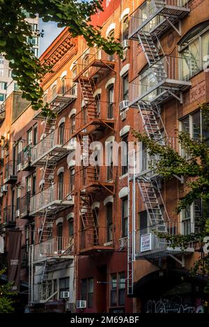 Historical buildings, The Bowery, a historic neighbourhood  in the Lower East Side of Manhattan, New York City, USA Stock Photo