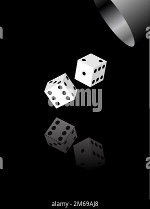 Two dices on black table Stock Photo