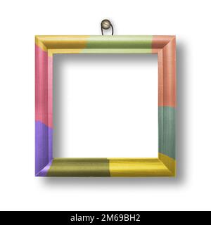 Wooden multicolored framework for portraiture on the white isolated background Stock Photo