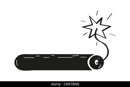 Dynamite icon vector in doodle style Bomb sign. Metaphor of negative feelings, explosion of emotions. Stock Vector