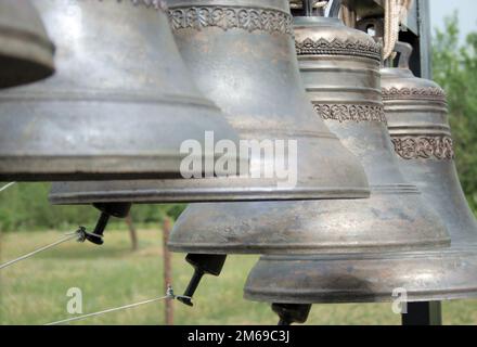 Bell for the bell tower. Church of Feodor Ushakov. Russia Stock Photo