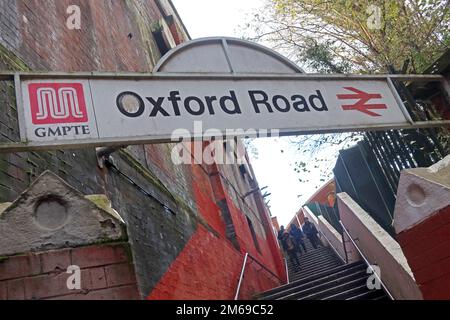 City centre climb, up to Manchester Oxford Road railway station, from Wakefield St Stock Photo