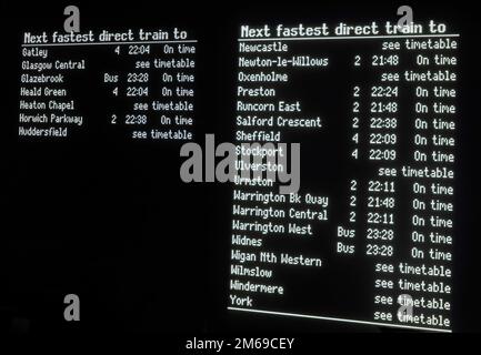 NPR, Northern Powerhouse Rail departure boards from Manchester Oxford Road - next fastest train Stock Photo