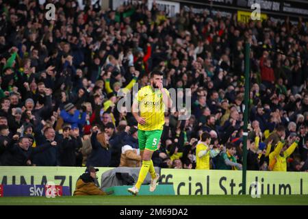 Grant Hanley of Norwich City reacts after his goal is disallowed - Norwich City v Watford, Sky Bet Championship, Carrow Road, Norwich, UK - 2nd January 2022  Editorial Use Only - DataCo restrictions apply Stock Photo