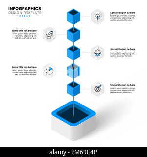 Infographic template with icons and 5 options or steps. Cubes. Can be used for workflow layout, diagram, banner, webdesign. Vector illustration Stock Vector