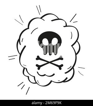 Swear, expletive words vector. Angry, rude fellings in comic, cartoon baloons. Skull, bones a Stock Vector