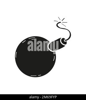 Dynamite icon vector in doodle style Bomb sign. Metaphor of negative feelings, explosion of emotions. Stock Vector