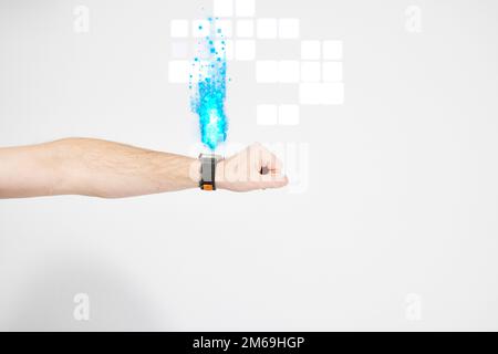 Male hand illustrating artificial intelligence Stock Photo