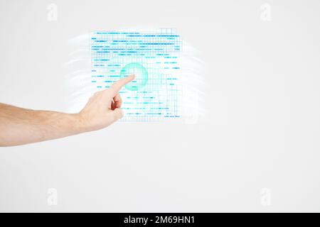 Male hand illustrating artificial intelligence Stock Photo