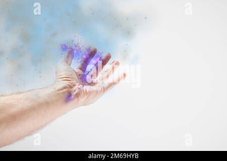 Male hand illustrating artificial intelligence Stock Photo