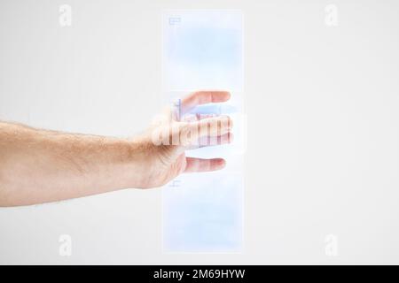 Male hand illustrating artificial intelligence Stock Photo