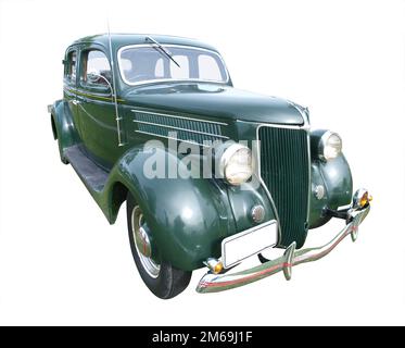 Verde Vintage Ford Modelo Fordor Sedan 1936 Campo Vista Frontal