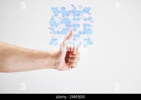 Male hand illustrating artificial intelligence Stock Photo