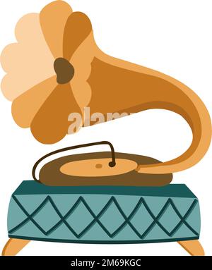 Art Deco loudspeaker. Interior Design. Music in art deco style. Music player for records.Art nouveau.Vector element isolated on white background Stock Vector
