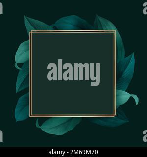 Golden frame on a green leafy background vector Stock Vector