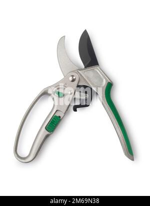 studio shot of a pair of garden secateurs cut out against a white background - John Gollop Stock Photo