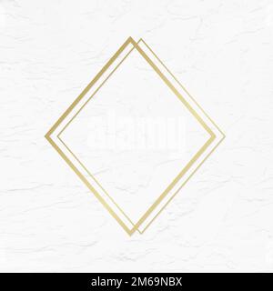 Golden framed rhombus on a stucco wall textured vector Stock Vector