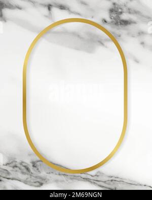 Golden framed oval on a marble textured vector Stock Vector