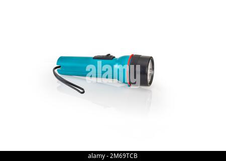 battery-powered flashlight on a white background Stock Photo