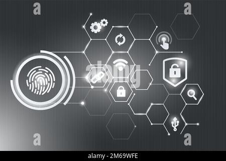 White finger scan biometric identity background vector Stock Vector