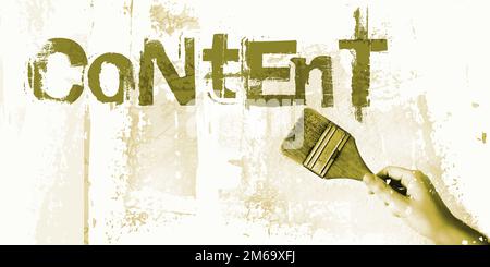 Hand drawing Content words with paintbrush. Business or education concept Stock Photo