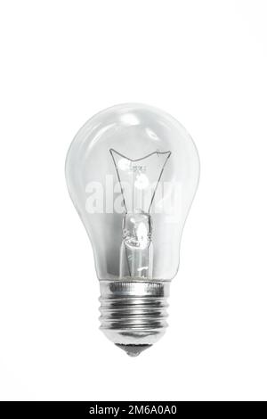 Simple incandescent lamp with E27 screw cap base isolated on white background Stock Photo