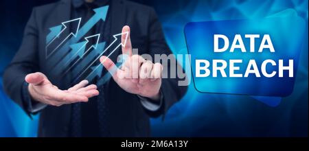 Conceptual caption Data Breach. Business showcase security incident where sensitive protected information copied Stock Photo