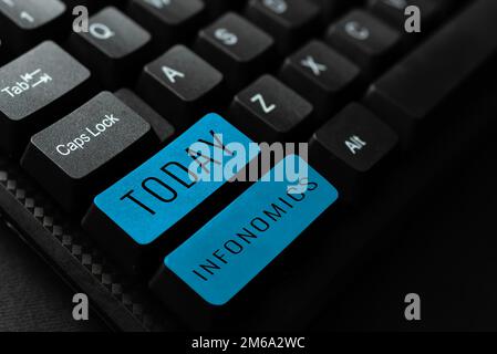 Writing displaying text Infonomics. Word for visual image used to represent information or data Stock Photo