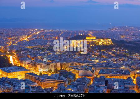 Cityscape of Athens with the Parthenon, Greece Stock Photo