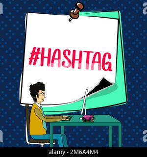 Inspiration showing sign Hashtag. Business concept Internet tag for social media Communication search engine strategy Stock Photo