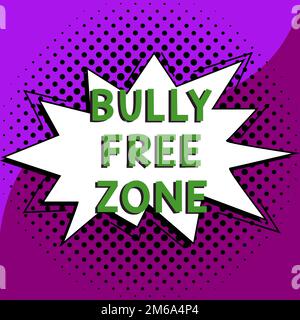 Handwriting text Bully Free Zone. Business idea Be respectful to other bullying is not allowed here Stock Photo