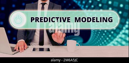 Text showing inspiration Predictive Modeling. Business concept maintenance strategy driven by predictive analytics Stock Photo
