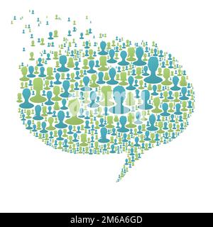 Speech bubble, composed from many people silhouettes. Social network concept, vector, EPS8 Stock Photo