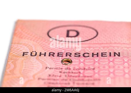 Driving license with the imprint "Führerschein", translation "driver's license" in germany Stock Photo