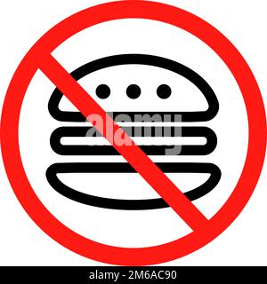 No hamburger sign. No fast food. No food allowed. Editable vector. Stock Vector