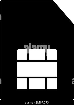 SIM card silhouette icon. Editable vector. Stock Vector