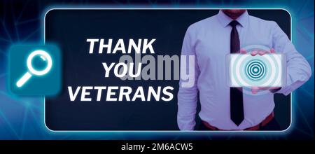 Conceptual caption Thank You Veterans. Business showcase Expression of Gratitude Greetings of Appreciation Stock Photo